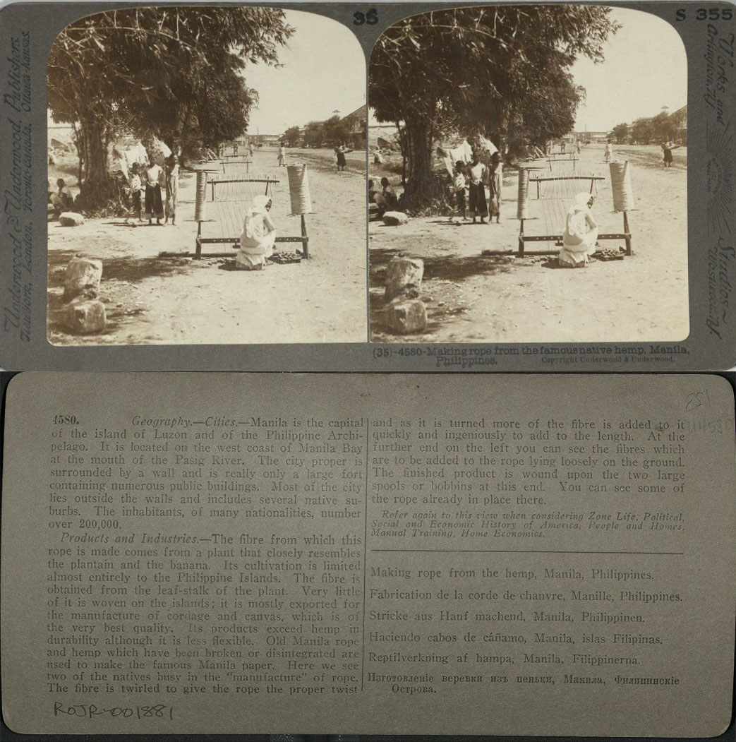 Making rope from the famous native hemp, Manila, Philippines.